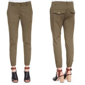 Veronica Beard Army Green Field Cargo Pants Size 6 Cuffed Cropped Patch Pockets